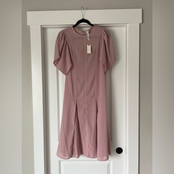 Anthropologie Pink Puff Sleeve Unlined Dress Size 2 - Picture 1 of 6